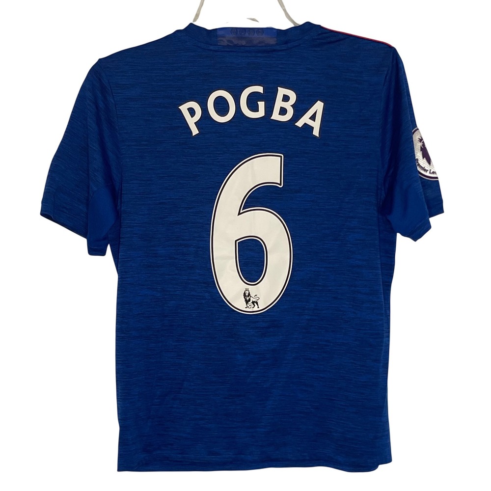 Adidas Youth Large Blue Manchester United Pogba 6 2016-17 Away Jersey  Soccer